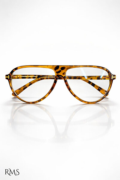 RMSMARKETİNG leopar desenli mavi ışık korumalı şeffaf gözlük