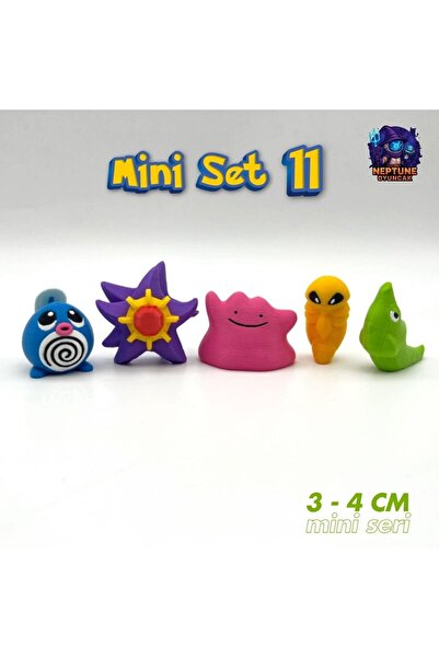 Neptune Pokemon Mini Figür Seti 11 (Poliwag, Starmie, Ditto, Kakuna, Metapod)