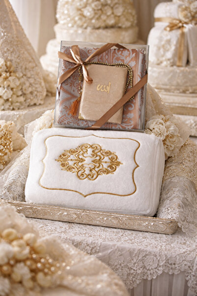 DİLEX 4 Parça Kadife Bohça Gelin Damat Hediye Çeyiz Bohça Tafta Saçaklı Kutu ...