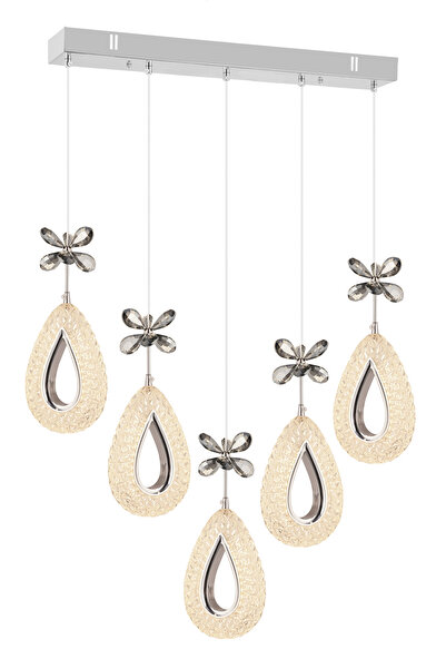 İstanbul Avize İstanbul Avize Hera Gümüş 5'li Yemek Masası Kumandalı 3 Renk L...