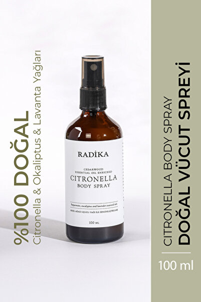 Radika Aromaterapi Doğal & Koruyucu Vücut Spreyi 100 ML / Citronella Serisi