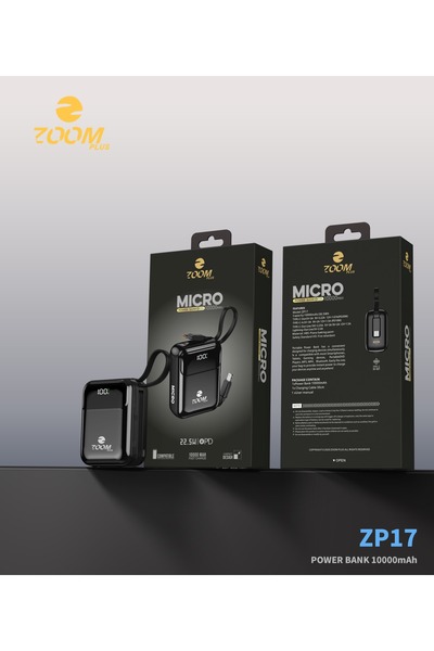 Zoom Plus بنك الطاقة MICRO ZP17 بسعة 10000 مللي أمبير