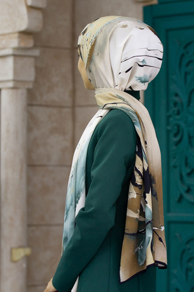 Vissona LUXURY MEDINA BATIK CU MOTIV VERDE PETROL - CULOARE BEJ 75X195 ȘAL AN...