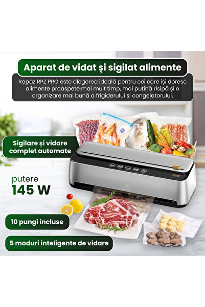 OEM Aparat vidat si sigilat alimente Rapaz RPZ PRO automat,145W,85 kpa, 5 mm ...
