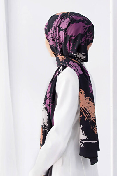 Vissona LÜKS MEDİNE İPEĞİ SONBAHAR YAPRAKLARI DESENLİ MÜRDÜM RENKLİ 75X195 KI...