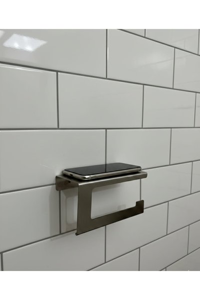 Dersel Dekor Modern 304 Stainless Steel Toilet Roll Holder with Top Phone Shelf Metal Bathroom Accessory Wall Mounted