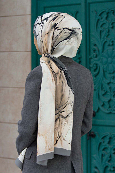 Vissona LÜKS MEDİNE İPEĞİ BATİK DESENLİ GRİ RENKLİ 75X195 KIRIŞMAZ ŞAL MOSS K...