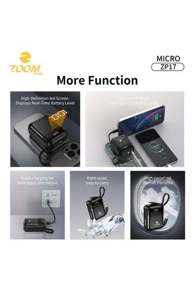 Zoom Plus بنك الطاقة MICRO ZP17 بسعة 10000 مللي أمبير