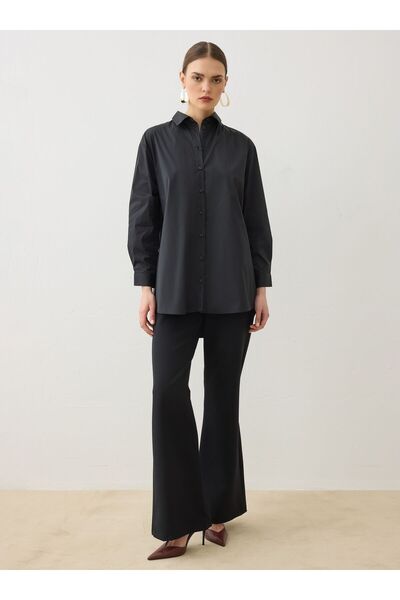 Refka Βασική μπλούζα / πουκάμισο από ύφασμα ποπλίνα - Μαύρο -