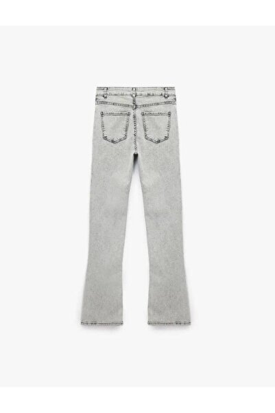 Koton Pantaloni din denim cu talie înaltă, slim fit, cu picioare spaniole - b...