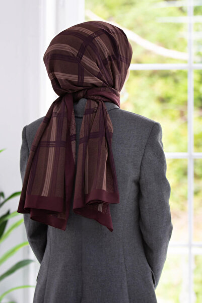 Vissona LÜKS MEDİNE İPEĞİ GEOMETRİK DESENLİ GÜL KURUSU RENKLİ 75X195 KIRIŞMAZ...