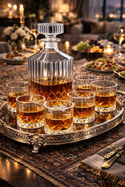 MADAME LUDA 7 Parça Dubai (VİP)-Romantic Viski Takımı.Kristal-(6 ADET VİSKİ B...