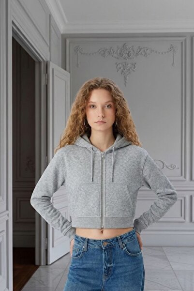 HAKKE Üç İplik Fermuarlı Kapüşonlu Kısa HIRKA