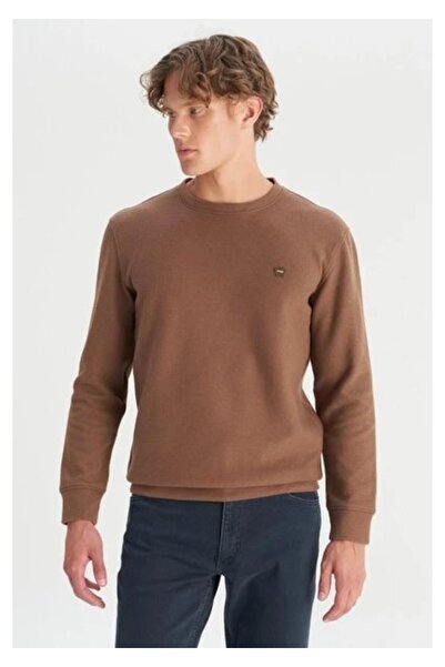 WRANGLER Regular Fit Regular Cut Crew Neck Brown Sweatshirt