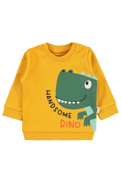 Civil Baby Суитшърт с динозавърски принт за 6-18 месеца - горчица 12-18 месеца
