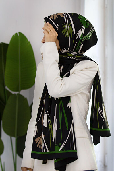 Vissona LÜKS MEDİNE İPEĞİ ÇİÇEK DESENLİ ZÜMRÜT YEŞİLİ RENKLİ 75X195 KIRIŞMAZ ...