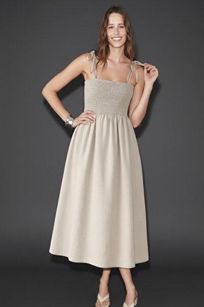 HAKKE Gipe Detaylı Askılı ELBİSE