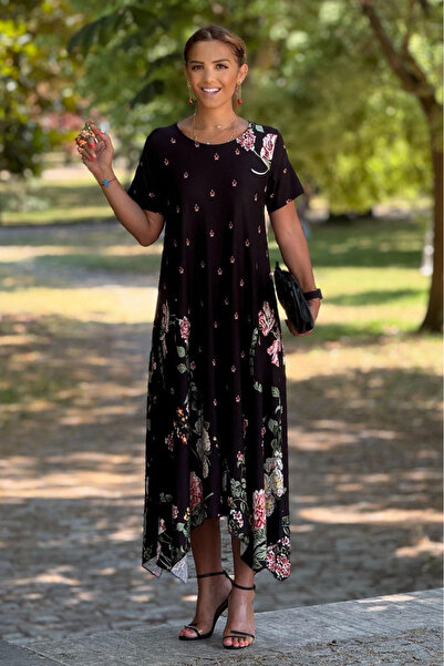 Nevin Kaya Moda Rochie cu model de trandafiri Birev Cut