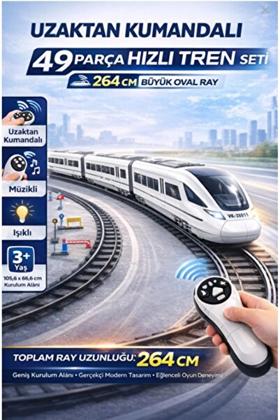 Digermak Uzaktan Kumandalı Hız Treni Sesli Işıklı Pilli Mıknatıs Bağlantılı 4...