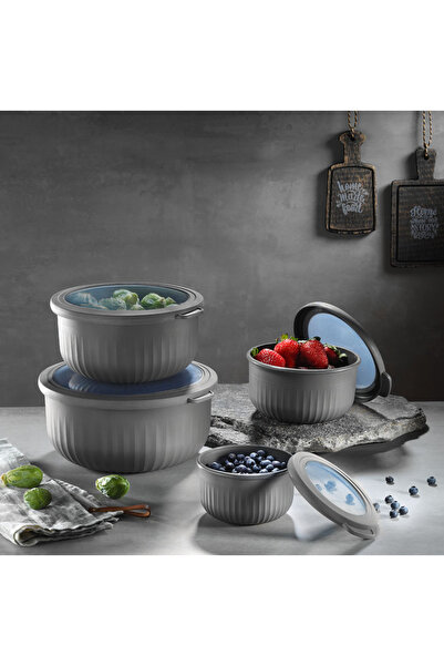 VİP AHMET 4'lü Vakumlu Saklama Kabı Gri 3 Lt+2 Lt+1 Lt+0,5 Lt