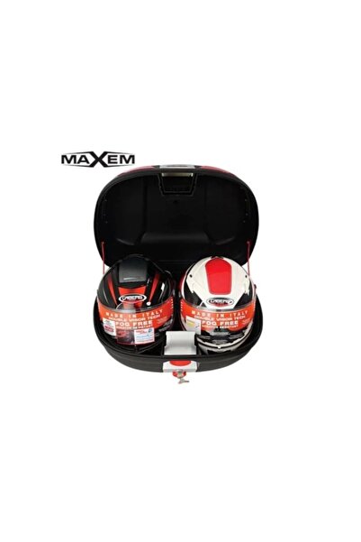 Maxem Sl-45 Motosiklet Arka Çanta Topcase Siyah Kırmızı Camlı Full