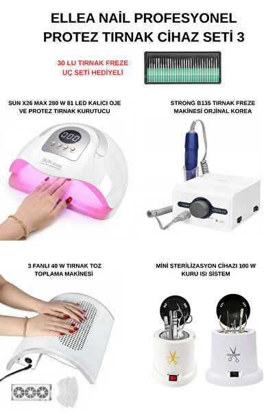 Strong Protez Tırnak Cihaz Seti B135 & Tırnak Toz Toplama & x26 Max UV 81 LED...