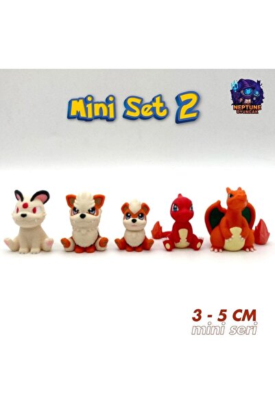 Neptune Pokemon Mini Figür Seti 2 (Charizard, Charmeleon, Growlithe, Arcanine...