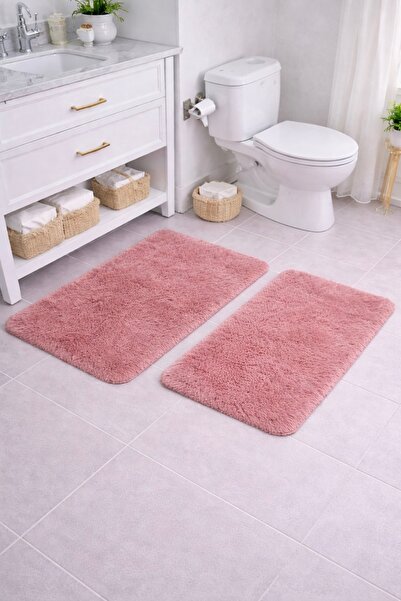 SAYMİNE Kuzu Post Plush Suede Sole 2-Piece Bath Mat Set - Soft Silky Textured