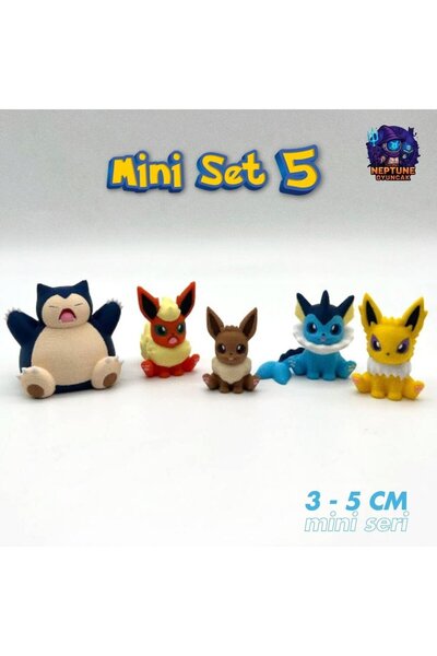 Neptune Pokemon Mini Figür Seti 5 (Snorlax, Eevee, Vaporeon, Jolteon, Flareon)