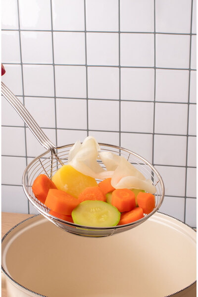 EMAYlab مصفاة قلي من الفولاذ المقاوم للصدأ - مصفاة معدنية للبطاطس والقرع والخ...