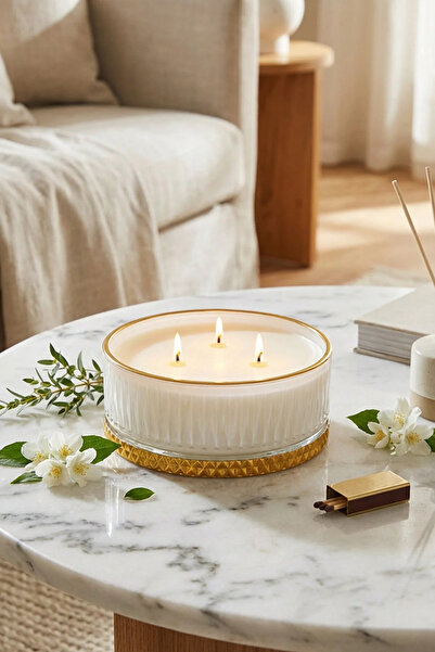 THE GROOVE Yasemin Kokulu Beyaz Gloria 13 X 5,5 Cm Dekoratif Kokulu Cam Mum