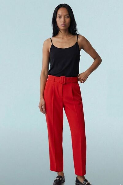 HAKKE Carrot Belt Fabric Trousers