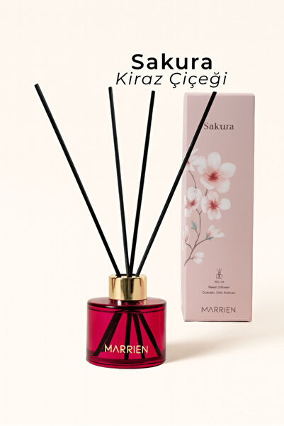 Marrien Sakura Çubuklu Oda Kokusu 100 ml- Kalıcı ve Dekoratif Kiraz Çiçeği Za...