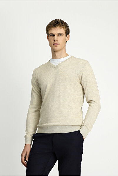 Kiğılı Пуловер с V-образно деколте, редовна кройка, от топла вълна