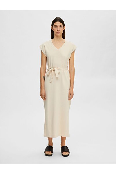 Selected Femme Midikleid V-Ausschnitt