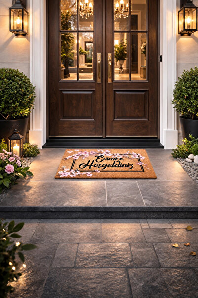 esnature سجادة أرضية منقوشة بزهرة الكرز اليابانية مرحبًا بكم في المنزل - 45x7...