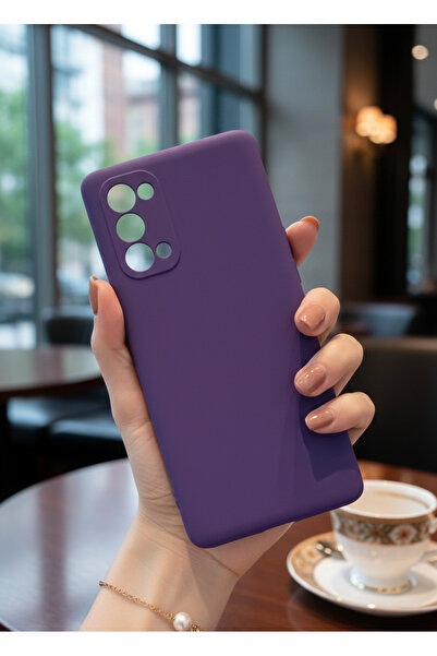 Hatreds Oppo Reno 5 Pro Uyumlu İçi Kadife Mat Renkli Kamera Korumalı Kılıf - Mor