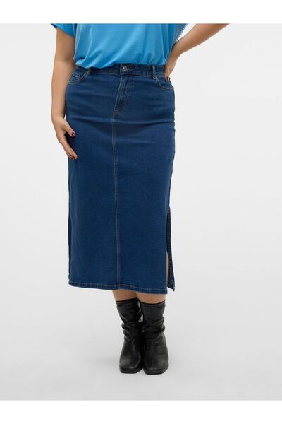 Veromoda Curve Jeansrock VMCSERENA Hohe Taille Langer Rock