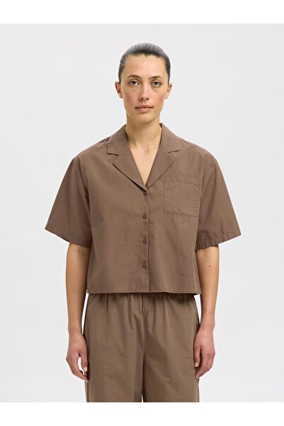 Selected Femme Crop-Bluse Kurzarm