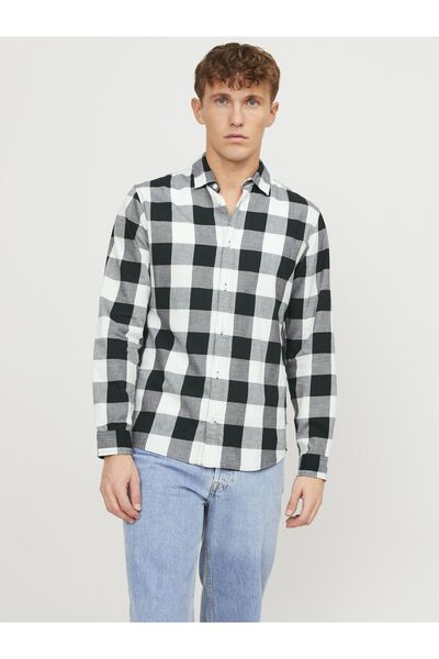 Jack & Jones Jjegıngham Twill Shirt L/S Noos Herrenhemd -12181602 Whisper White