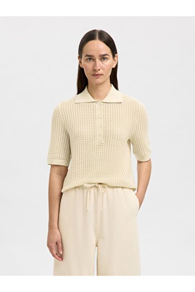 Selected Femme Polohemd aus Strick Baumwoll