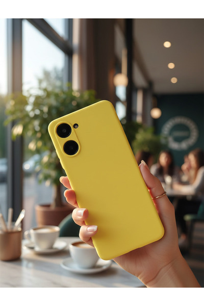 Hatreds Realme 10 4G Uyumlu İçi Kadife Mat Renkli Kamera Korumalı Kılıf - Sarı