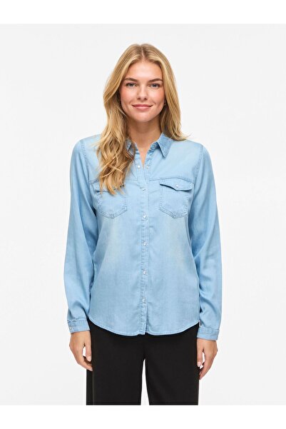 VILA Jeanshemd VIBISTA Taschen