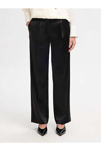 Selected Femme Wide Leg Hose Mid Waist