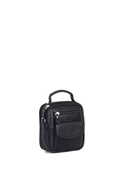 Aka Deri 356 100% جلد طبيعي - حقيبة يد سوداء للرجال حقيبة كروس