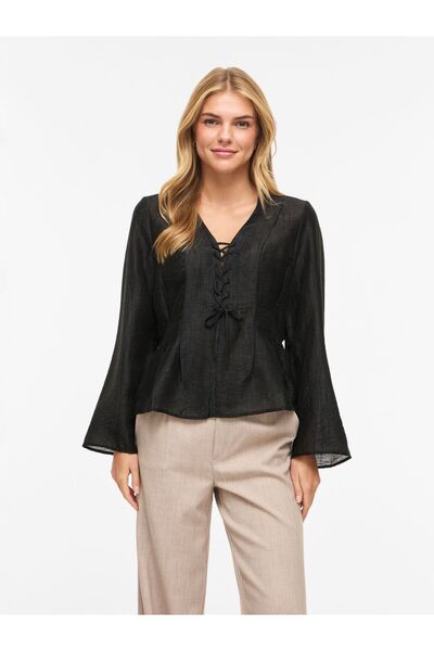 VILA Oberteil mit langen Ärmeln VICINA V-Ausschnitt