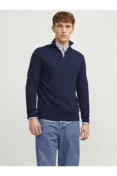 Jack & Jones Strickjacke mit Viertelreißverschluss Einfarbig Strickjacke mit ...