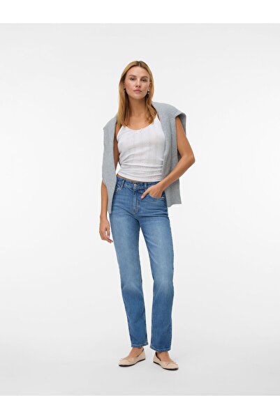Vero Moda Straight-Fit VMELIA Hohe Taille Gerade geschnitten Jeans