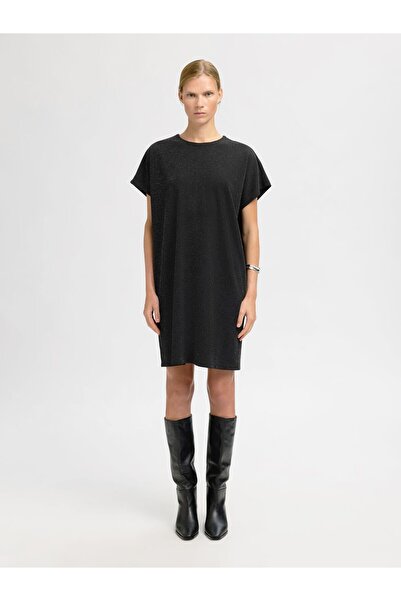 SELECTED Midikleid Glitzerndes Metallic