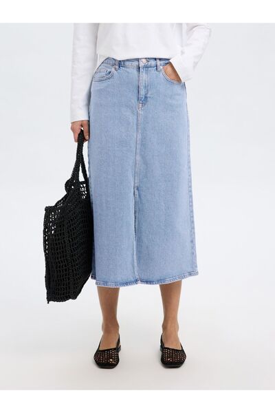 Selected Femme Jeansrock Hellblauer Midi